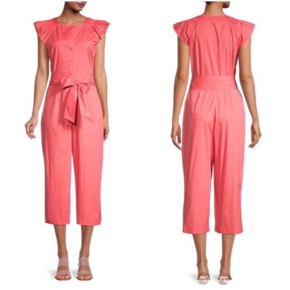 Gal Meets Glam Saffron Flutter Sleeve Jumpsuit Watermelon Size 4 NWT